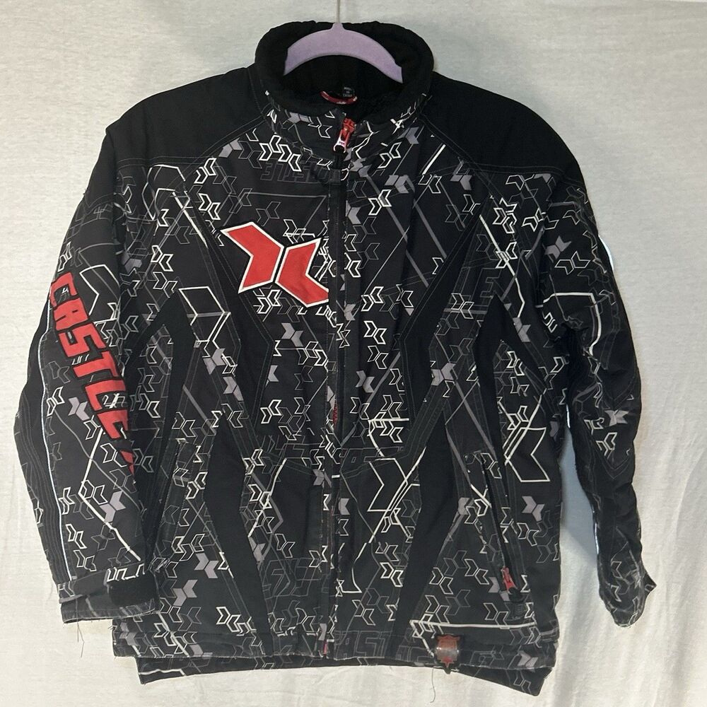 Castle X Jacket Youth Large Black White Racewear Switch Snowmobile Winter
